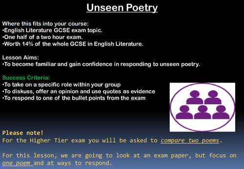 Intro to Unseen Poetry WJEC English Lit GCSE