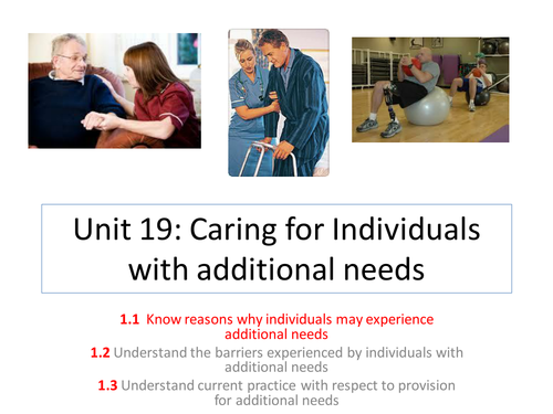 OCR Level 3 Unit 19 Caring for additional needs