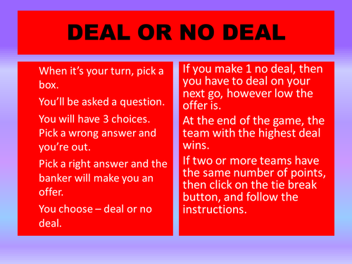 Skellig - Deal or No Deal
