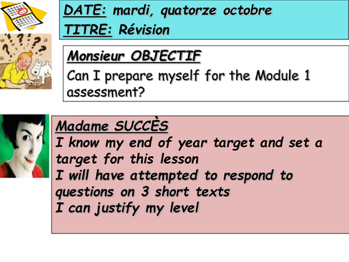 Revision activities for Studio 2 rouge Module 1