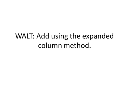 Expanded Column Addition