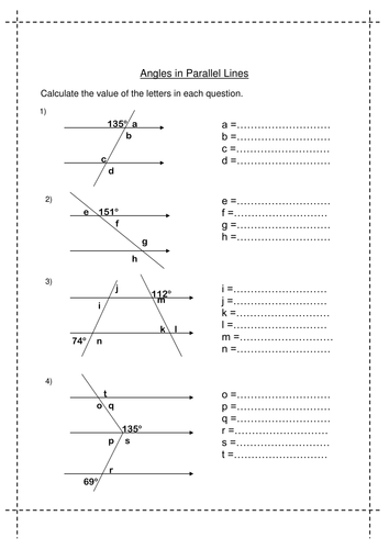 Angles on Parallel Lines - Matching activity by numeromaths - Teaching