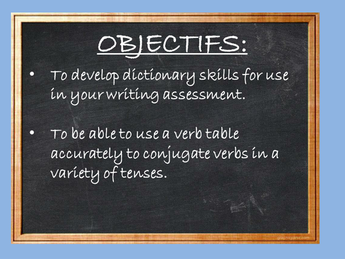 Dictionary skills, verb tables and conjugation