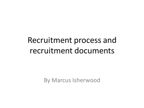 BTEC National Unit 13 - Recruitment process