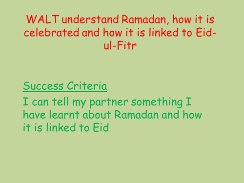 Celebrations, Ramadan and Eid