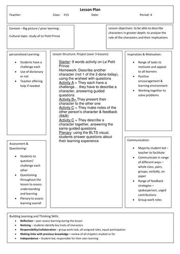 Projets Le Petit Prince