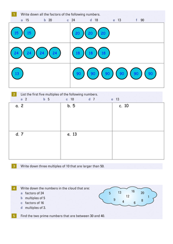 Factors, multiples, HCF and LCM | Teaching Resources