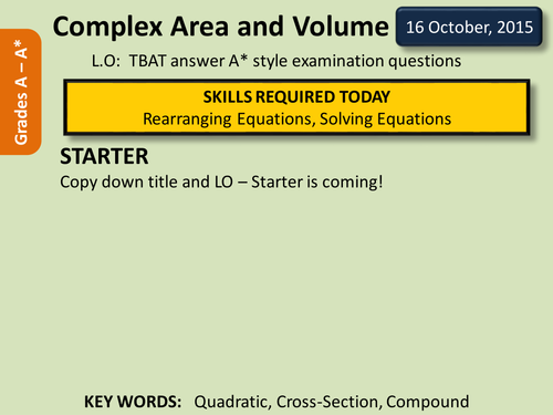 Compound Shapes and Algebra