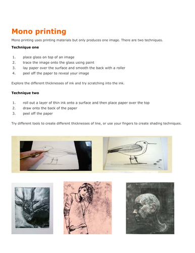 Mono-Printing Worksheet