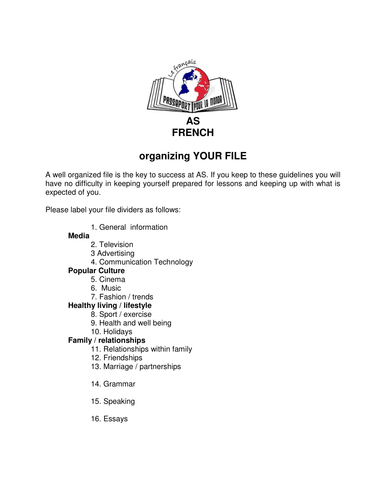 AS French student handbook