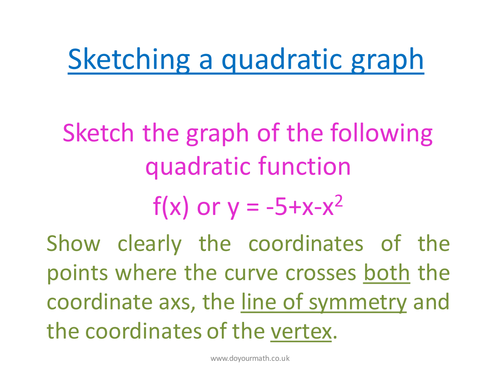 Sketching a Quadratic Graph