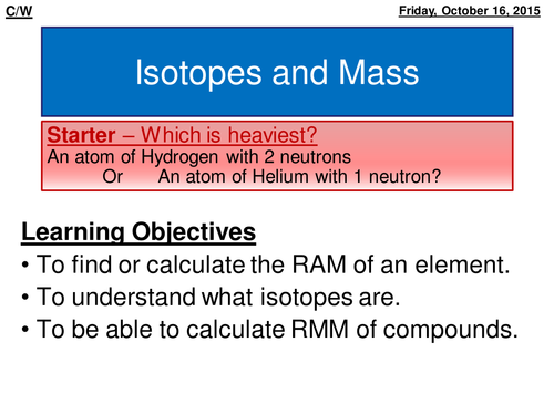 Isotopes and Mass