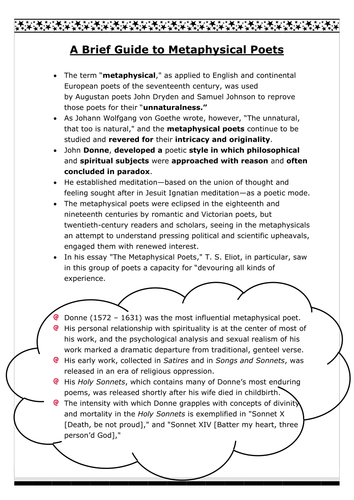 A Guide to Metaphysical Poets