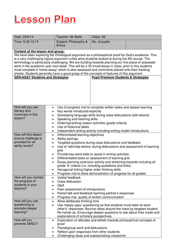 Ofsted Lesson - Ontological Argument