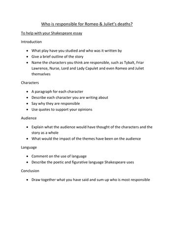 Who is responsible for the deaths of Romeo & Julie