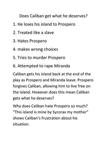 Does Caliban get what he deserves?