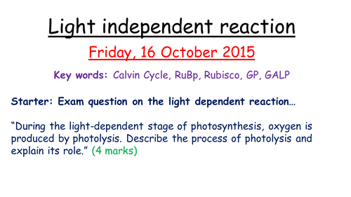 Light independent reaction