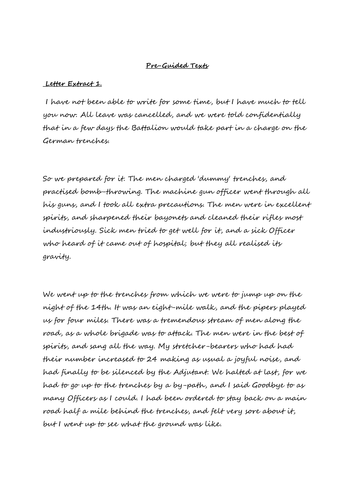 World War 1 Letters Reading Activities