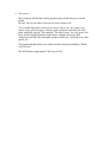 Two Wolves - A moral story