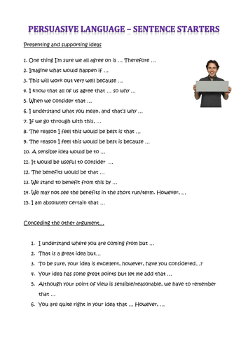 sentence starters for argument essays