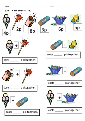 money worksheets - totals and change | Teaching Resources