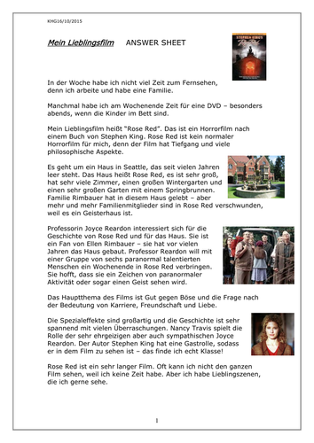 Rose Red Mein Lieblingsfilm Teaching Resources