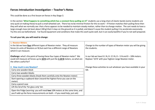 Forces introduction investigation KS3