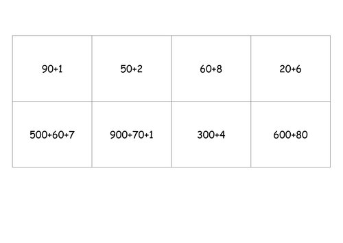 Place value to one million matching cards