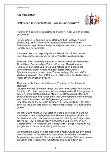 Halloween In Deutschland Wieso Und Warum Teaching Resources