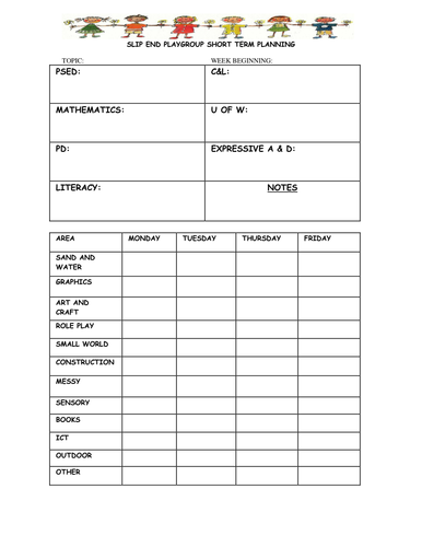 short term planning template - preschool | Teaching Resources