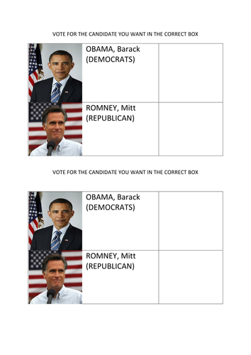 Mock USA Presidential election 2012