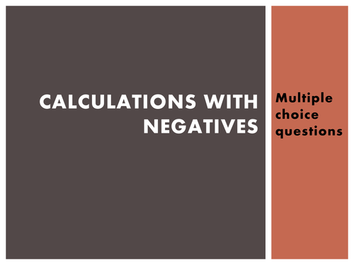 Math: Negative calculations using flashcards
