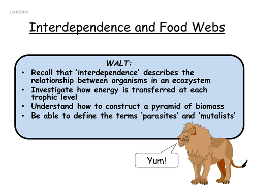 Interdependance, mutualist, parasites, foodweb