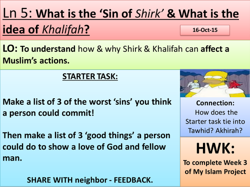 KS3 Year 9 Islam, Shirk & Khalifah