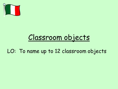 Italian classroom objects