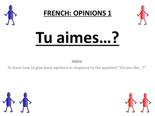 French Simple Opinions - Self-marking