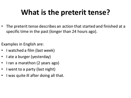 Spanish Preterite Tense - Self-marking