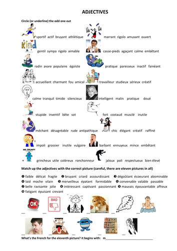 Adjectives In French Teaching Resources