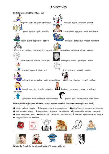 adjectives-in-french-teaching-resources