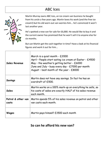 ABC Ices Scenario and Spreadsheet Task