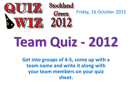 End of Year Quiz 2012