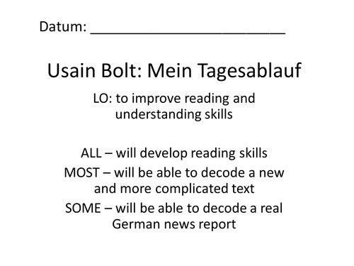 Olympics - Usain Bolt - Reading + Decoding skills