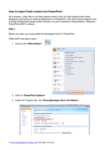 How to embed Flash into PowerPoint