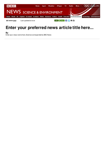 BBC news Science & Environment webpage - template