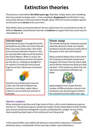 Dinosaur extinction theories - factsheet