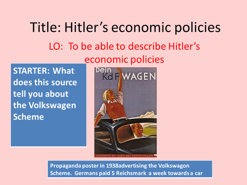 Germany GCSE History – Hitler’s Economic Policies
