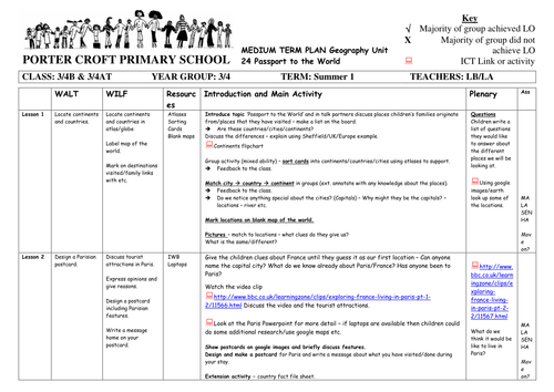 Passport to the world - plans/resources Y3/4
