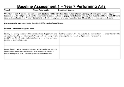 Year 7 Baseline Assessment