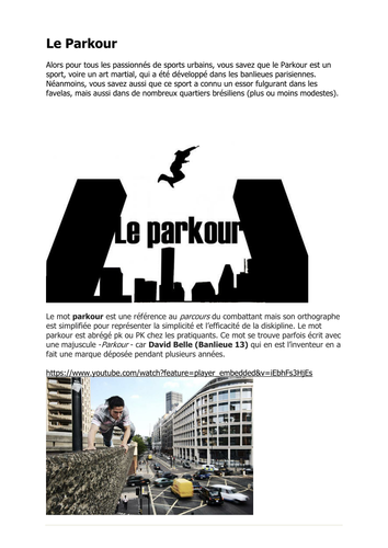 Le Parkour Listening activity