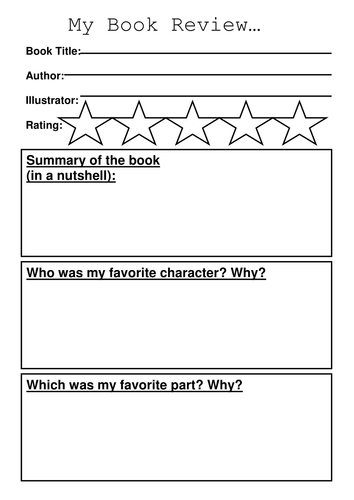 book review template teaching resources